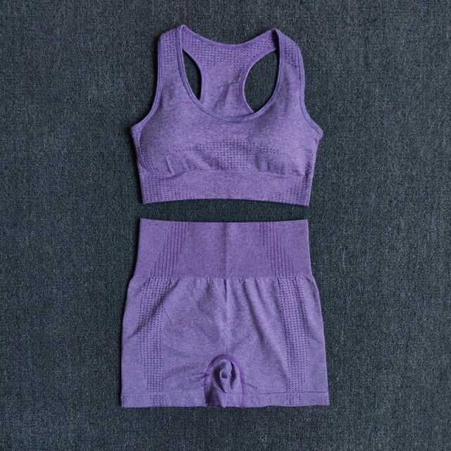 Women 2PCS Sports Bra High Waist Fitness