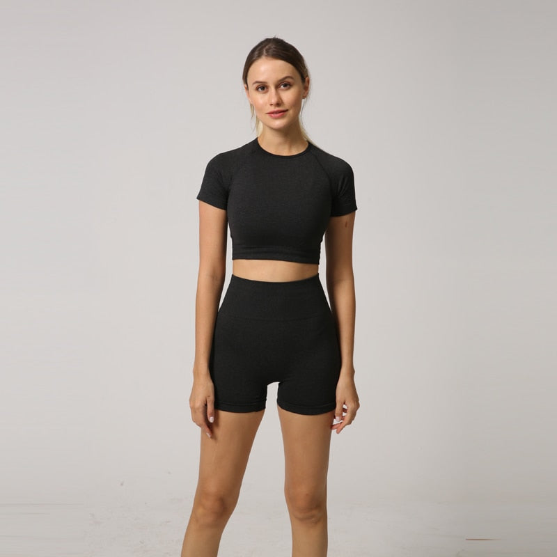 Seamless Women Yoga Set Crop Top